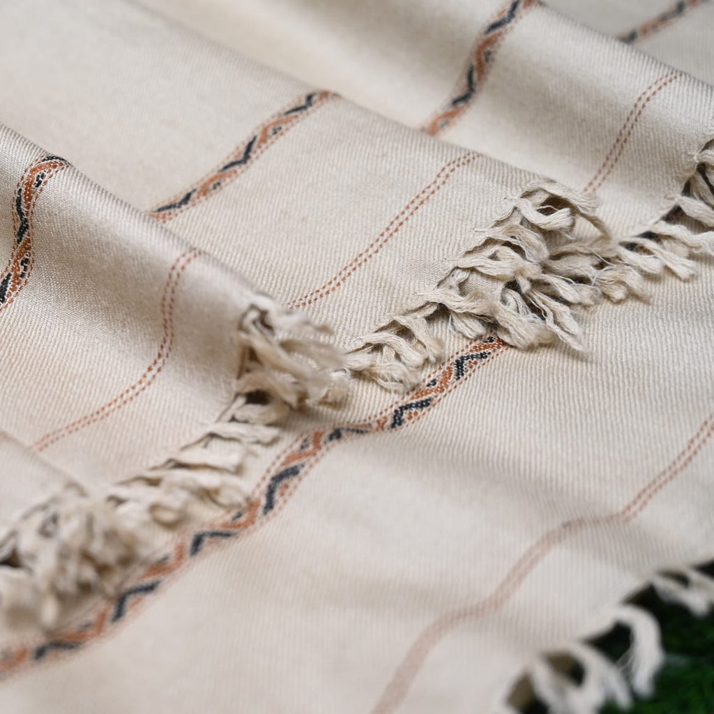 Swati 72 Wool Shawl &nbsp; ( Cream  )