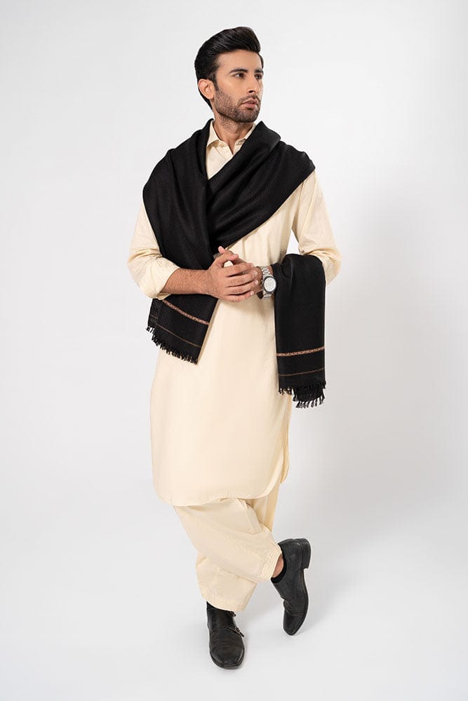 Men Shawls - Pure Pashmina Shawal (  Black  )